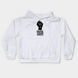 Rise Your Voice with Fist 1 in Black Kids Hoodie